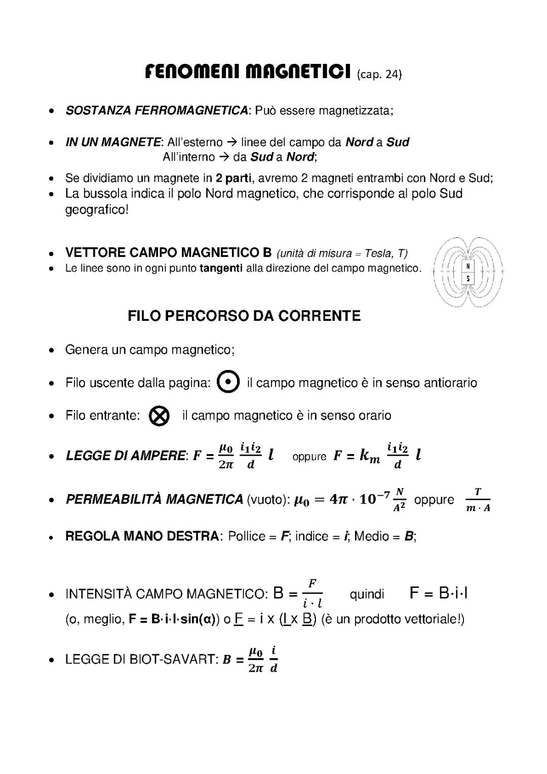 FENOMENI MAGNETICI (Fisica)
