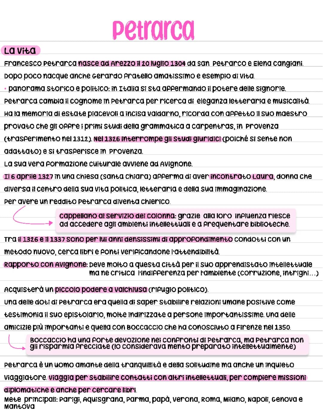 Petrarca, vita e opere