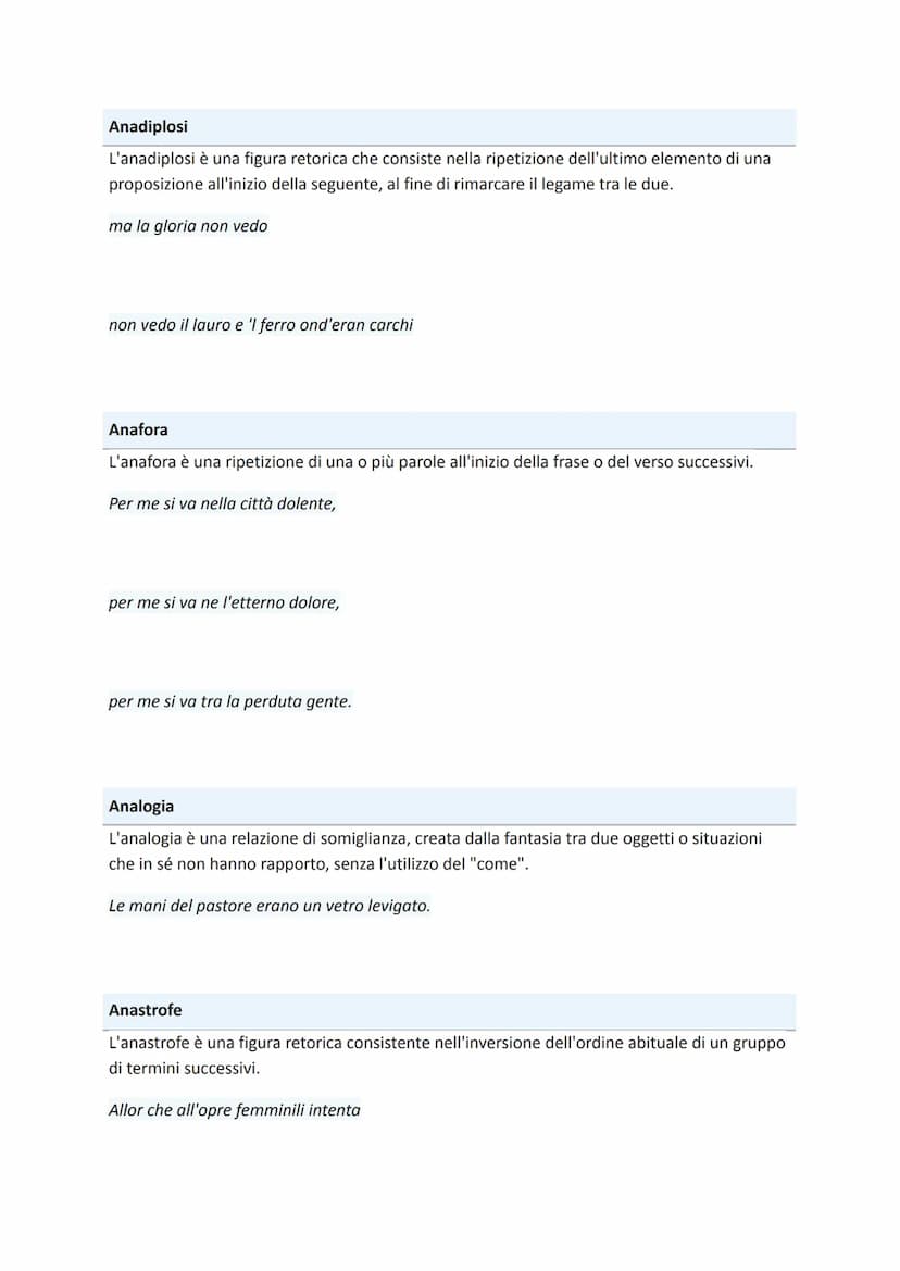 LE FIGURE RETORICHE
Accumulazione
L'accumulazione è una figura retorica che consiste nell'elencazione in modo ordinato e
coerente oppure in 