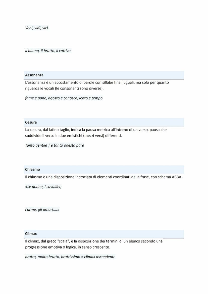 LE FIGURE RETORICHE
Accumulazione
L'accumulazione è una figura retorica che consiste nell'elencazione in modo ordinato e
coerente oppure in 