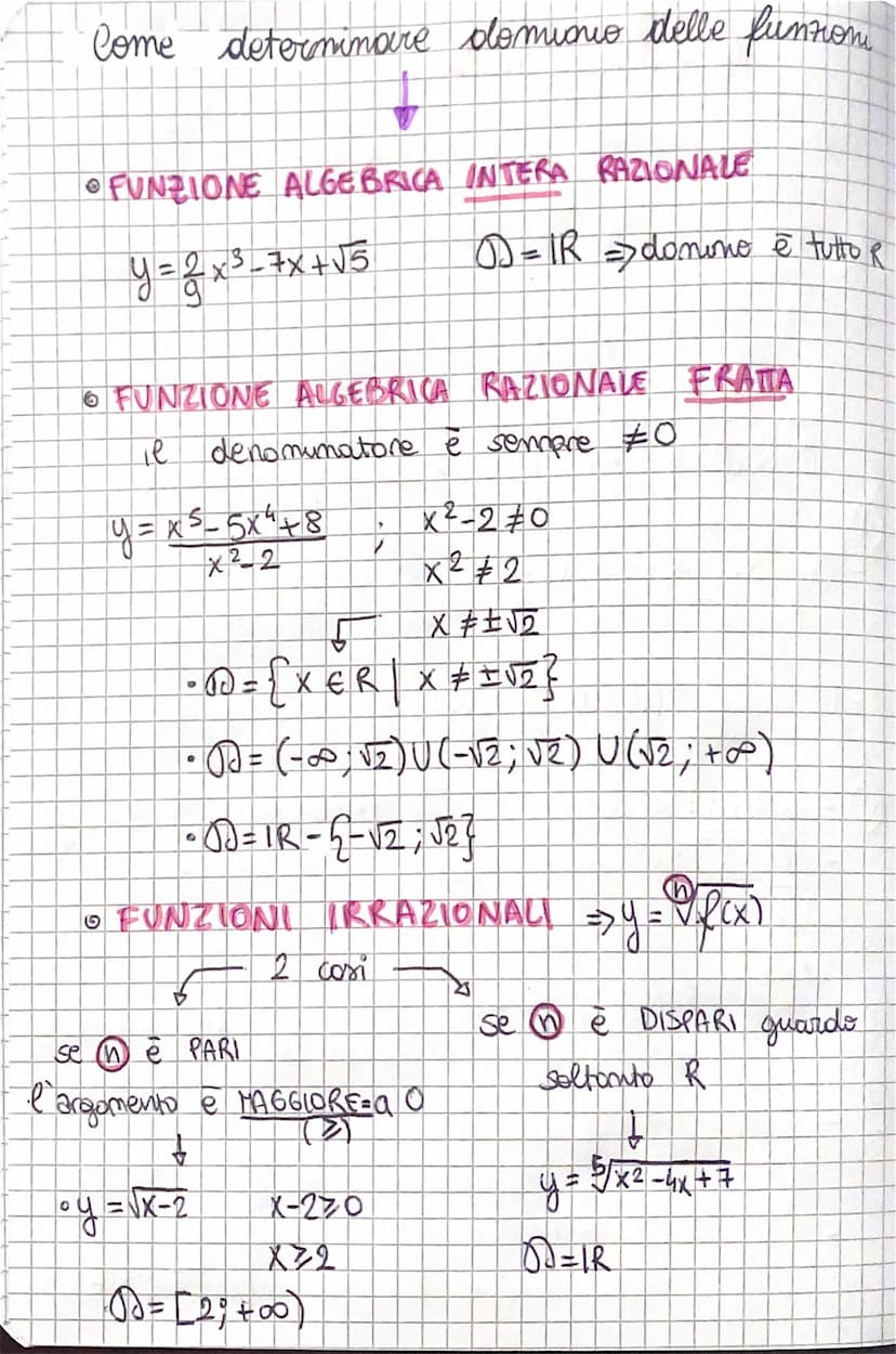 
<p>Il dominio di una funzione, spesso indicato con la lettera "A", è l'insieme di tutti i valori che la variabile indipendente può assumere