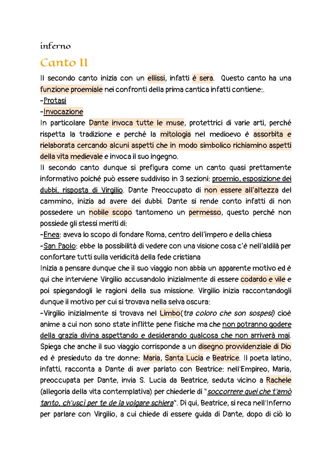 Canto Secondo dell'Inferno di Dante: Analisi e Spiegazione