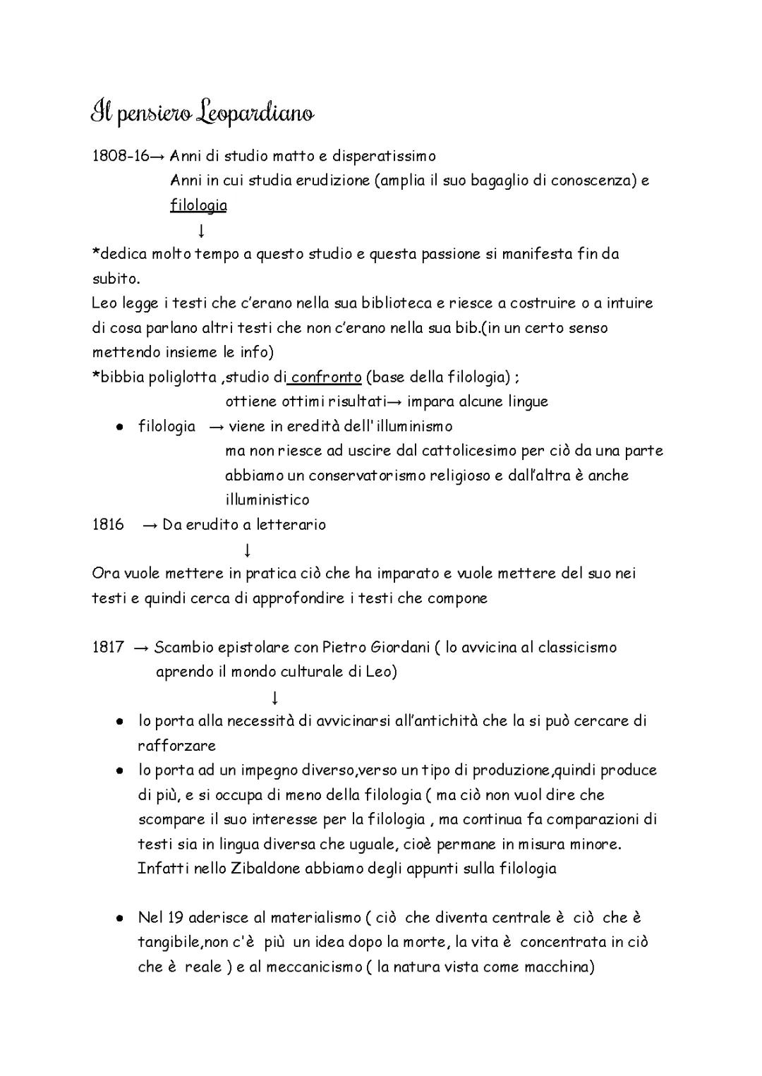 Il Pensiero di Leopardi e le sue Opere