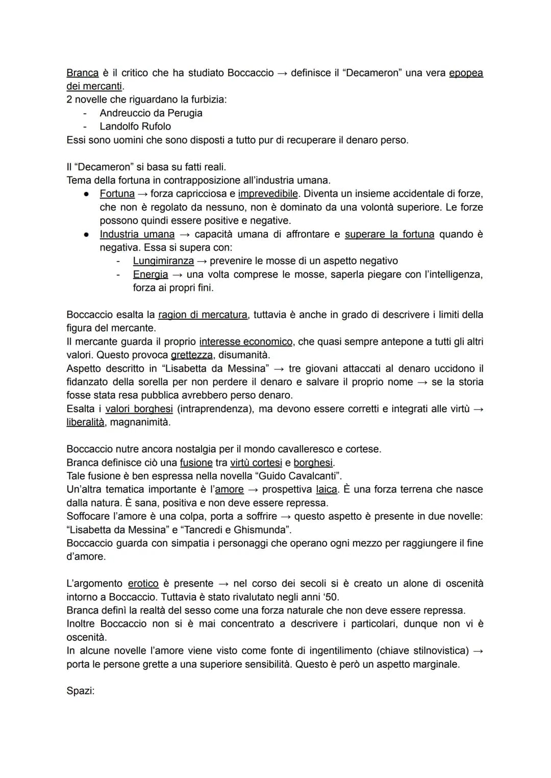 Giovanni Boccaccio
Nella sua opera più importante, il "Decameron" convivono due direttrici:
linea borghese → attenta alla realtà concreta, a