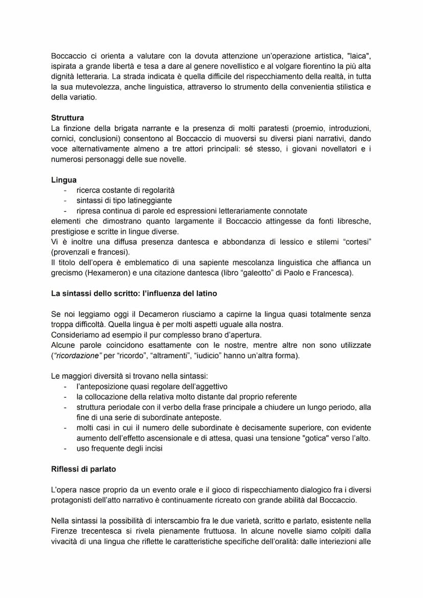 Giovanni Boccaccio
Nella sua opera più importante, il "Decameron" convivono due direttrici:
linea borghese → attenta alla realtà concreta, a