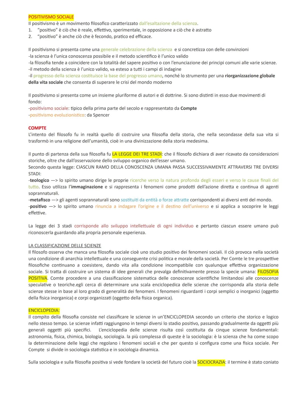 POSITIVISMO SOCIALE
Il positivismo è un movimento filosofico caratterizzato dall'esaltazione della scienza.
1. "positivo" è ciò che è reale,