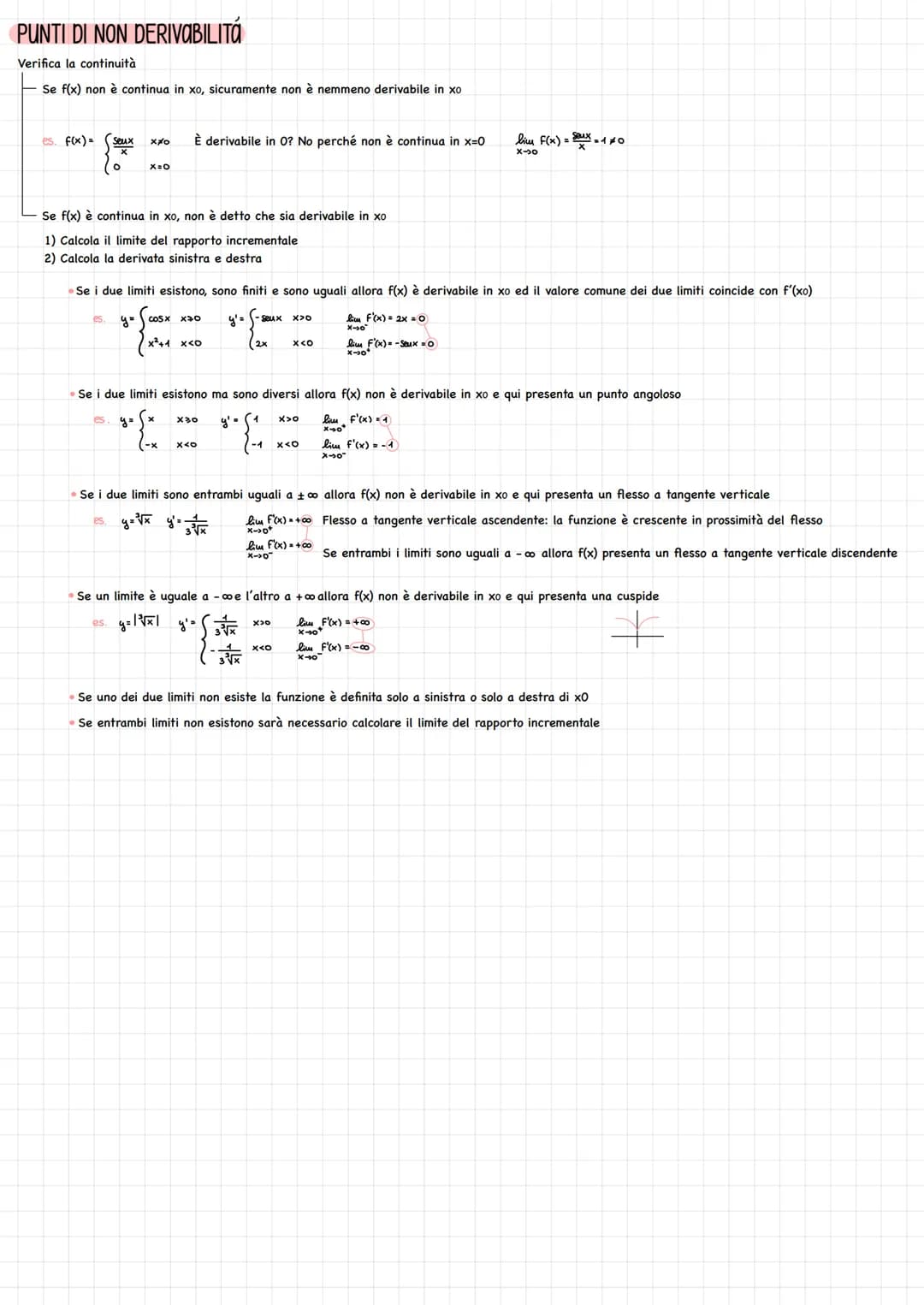 Si vuole capire quanto vale la retta tangente in un punto della funzione
es.
Si indica con y' = f'(x) = y = f(x) = dy df(x)
=
dx
X
y=3x²-7 =