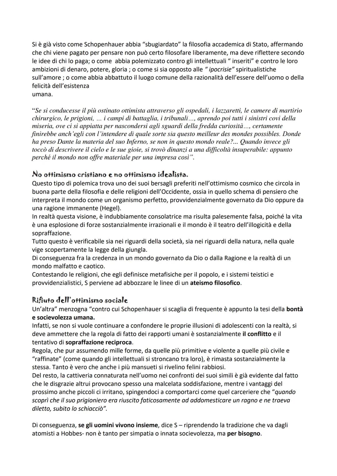 REAZIONE ALL'HEGELISMO
Schopenhauer: l'opposizione alla filosofia-sistema: contro ottimismo hegeliano propone il
pessimismo irrazionalistico