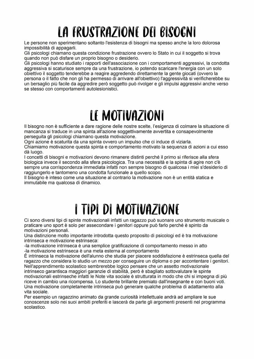 I BISOGNI
La parola bisogno si riferisce ad una necessità avvertita come importante ed è possibile che se
non è soddisfatta può produrre eff