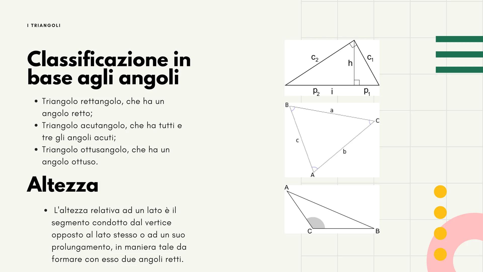11
I triangoli
Luce Ruffato I TRIANGOLI
Introduzione
Un triangolo è un poligono con tre lati,
tre vertici, tre angoli, tre altezze, tre
medi
