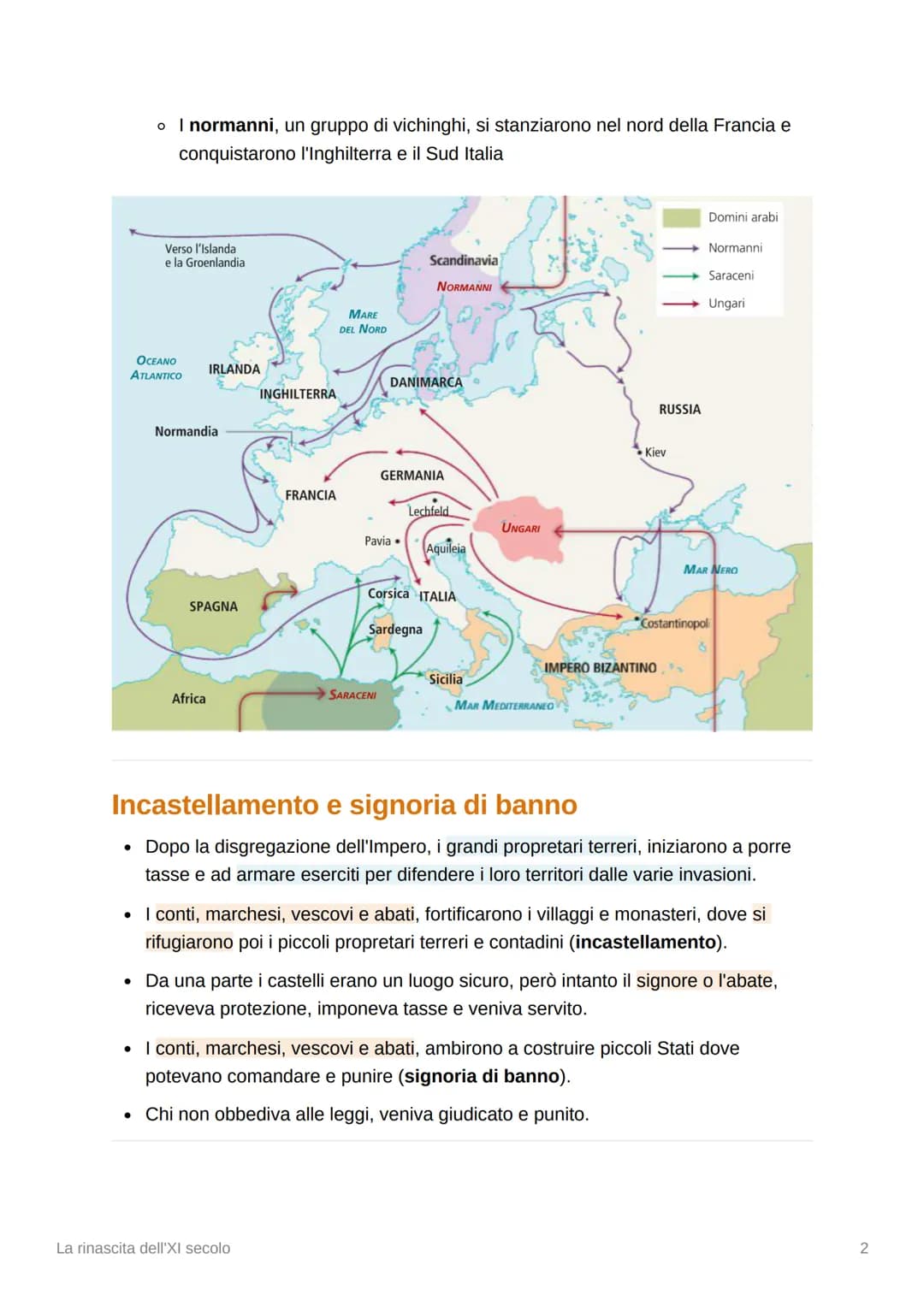 1
La rinascita dell'XI secolo
La crisi dell'Impero carolingio e l'inizio dell'età
signorile
Dopo la morte di Carlo Magno, l'impero iniziò ad