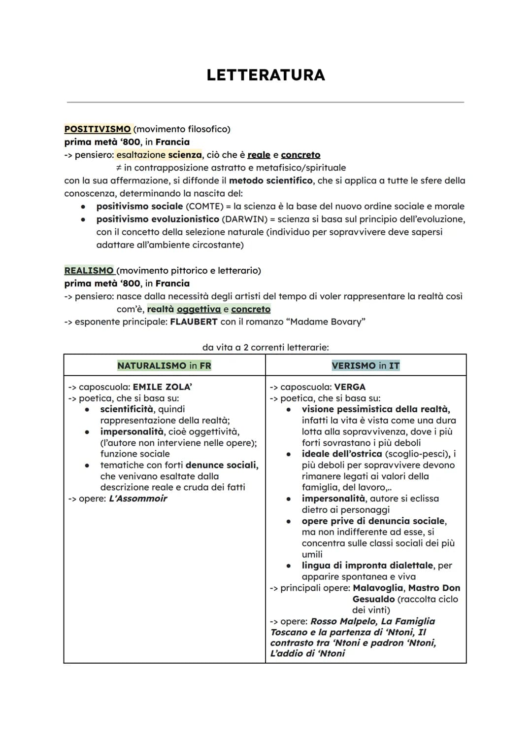 Riassunto Italiano maturità 