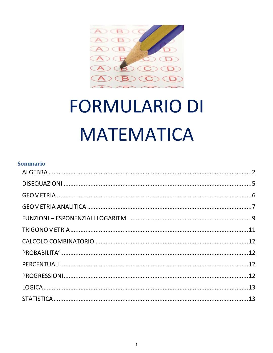 Formulario di Matematica