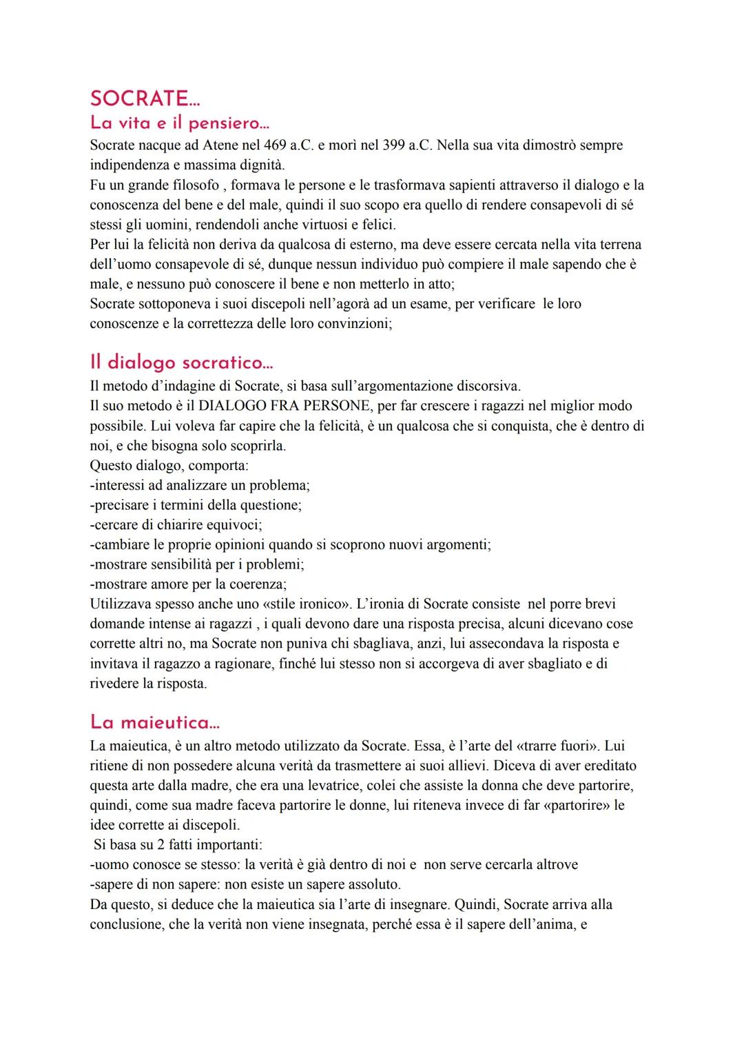 # SOCRATE...
La vita e il pensiero...

Socrate nacque ad Atene nel 469 a.C. e mori nel 399 a.C. Nella sua vita dimostrò sempre
indipendenza 