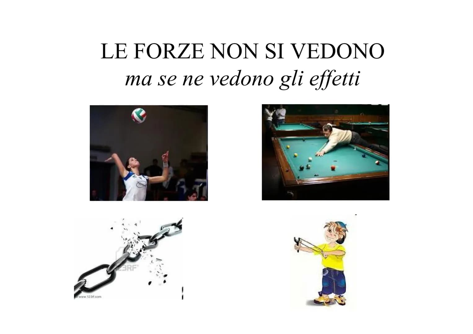 LE FORZE
IMATE
GLUNK!
CHANG
Prof. Li Vigni LE FORZE NON SI VEDONO
ma se ne vedono gli effetti
www.123rf.com
BRF Gli effetti delle forze poss