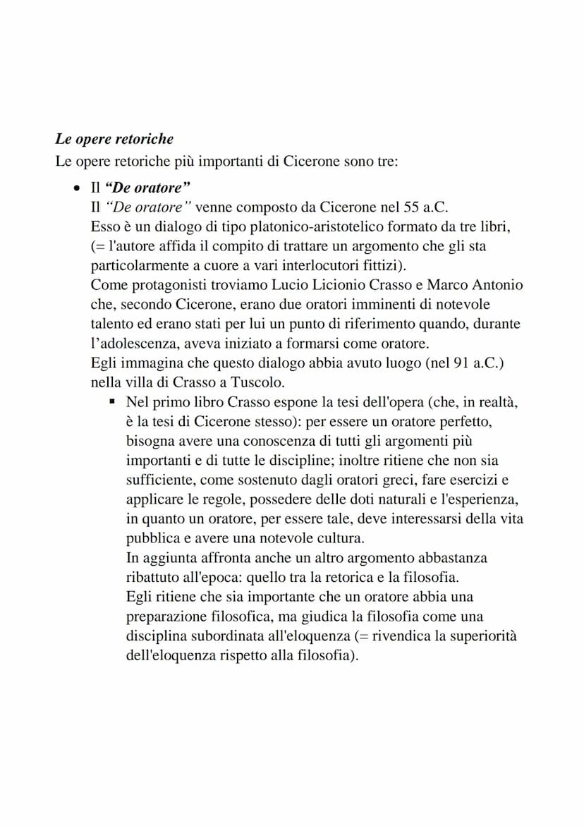 Cicerone
La vita
Marco Tullio Cicerone nasce ad Arpino, in provincia di Frosinone,
nel 106 a.C., e proviene da una famiglia dell'ordine eque