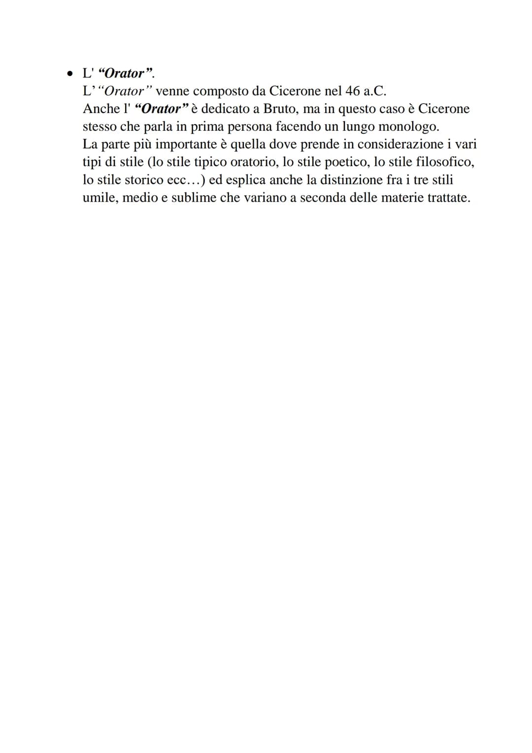 Cicerone
La vita
Marco Tullio Cicerone nasce ad Arpino, in provincia di Frosinone,
nel 106 a.C., e proviene da una famiglia dell'ordine eque