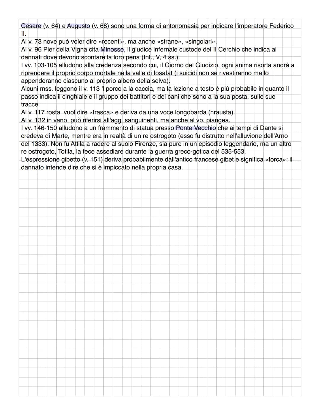 13 CANTO
riassunto
I due poeti si addentrano nel secondo girone del settimo cerchio, in un bosco di piante
secche, contorte e spinose, abita