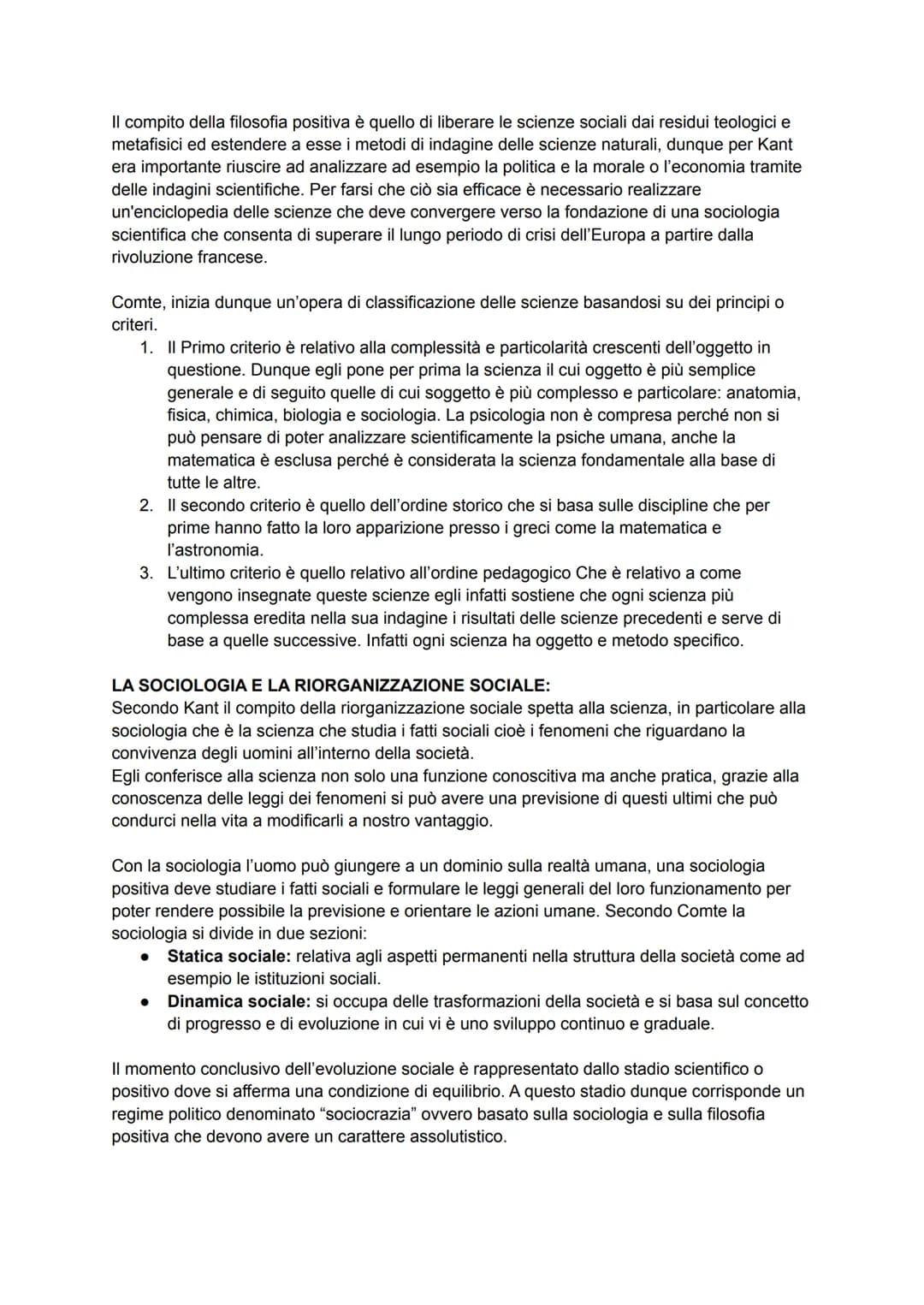 COMTE E IL POSITIVISMO:
II POSITIVISMO è una corrente filosofica che si sviluppa nella seconda metà dell'800 in
Francia e viene identificato