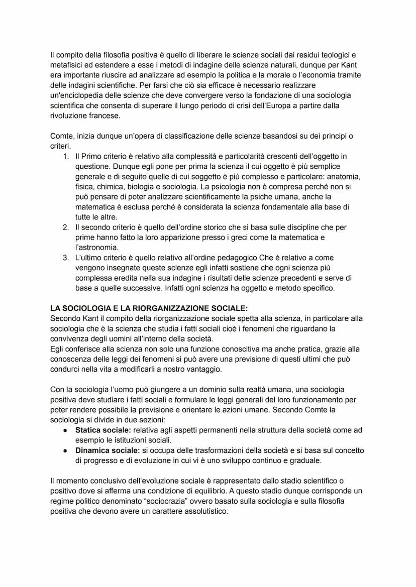 COMTE E IL POSITIVISMO:
II POSITIVISMO è una corrente filosofica che si sviluppa nella seconda metà dell'800 in
Francia e viene identificato