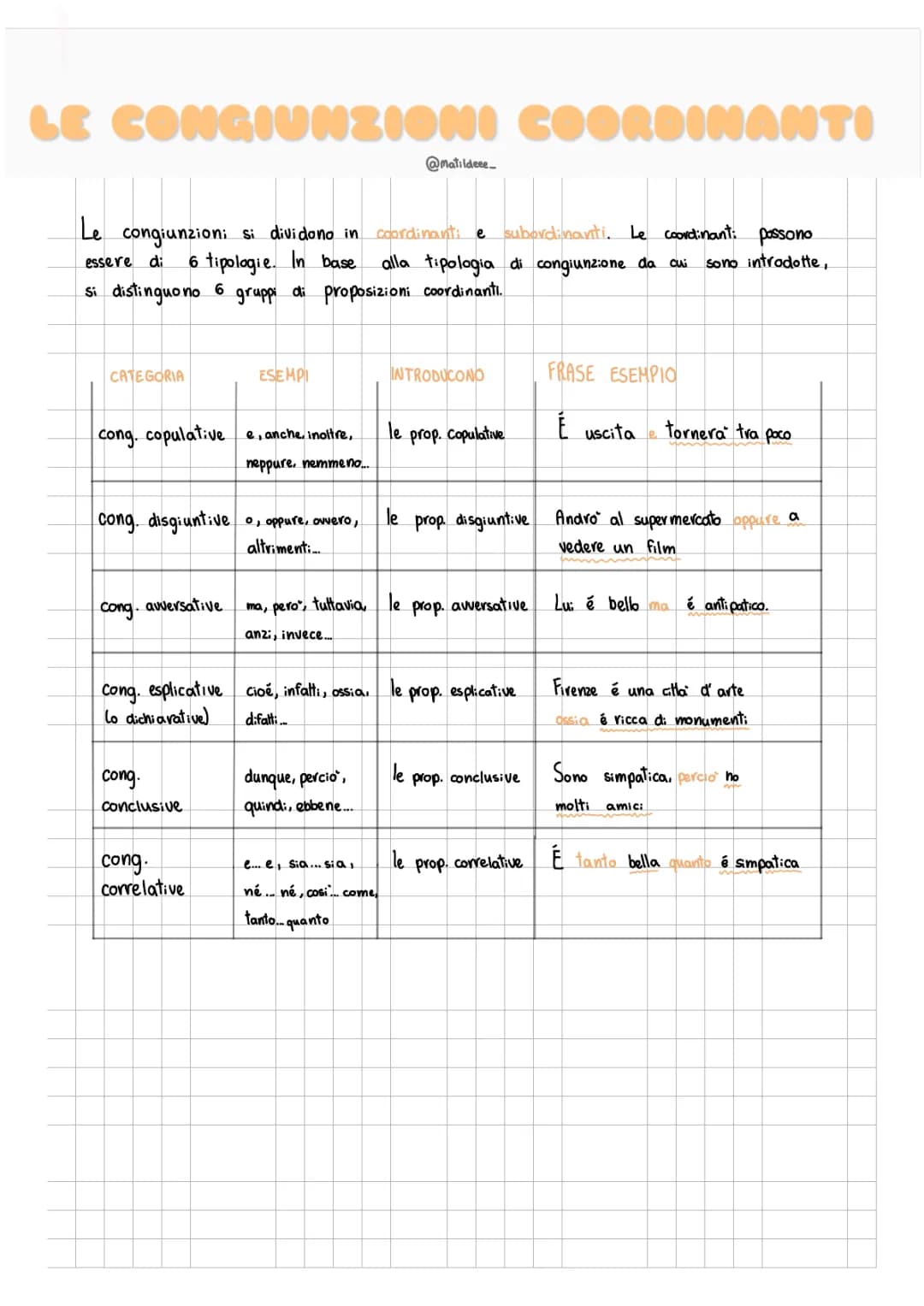 le congiunzioni coordinanti