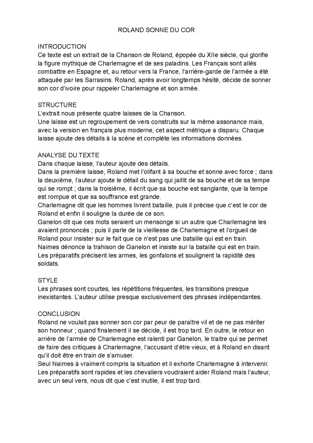 La Chanson de Roland: Texte et Analyse pour les Enfants