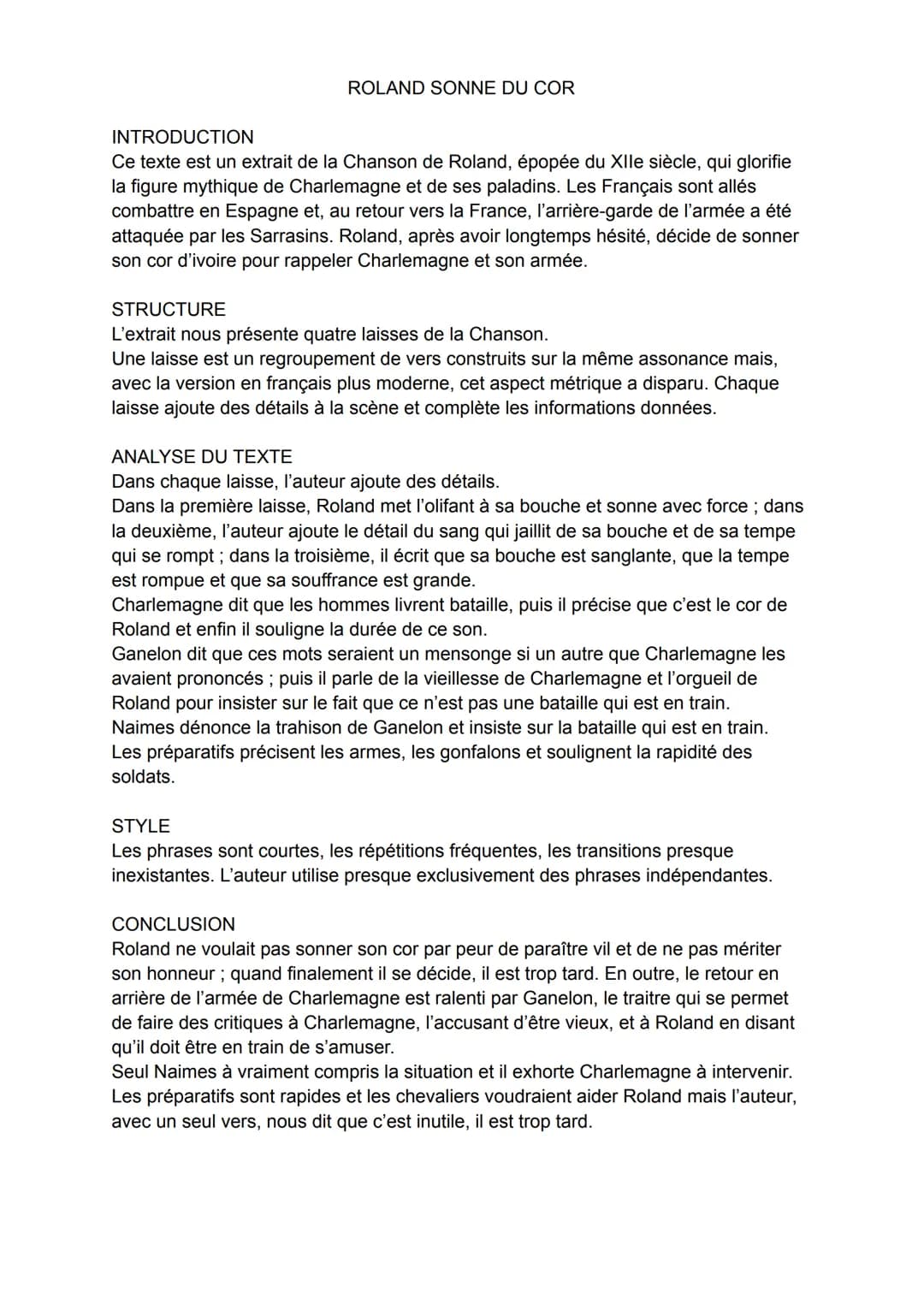 ROLAND SONNE DU COR
INTRODUCTION
Ce texte est un extrait de la Chanson de Roland, épopée du XIIe siècle, qui glorifie
la figure mythique de 