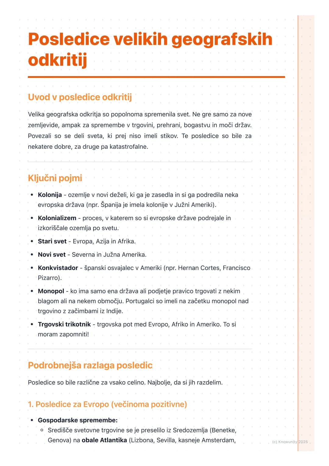 # Posledice velikih geografskih
odkritij

Uvod v posledice odkritij

Velika geografska odkritja so popolnoma spremenila svet. Ne gre samo za