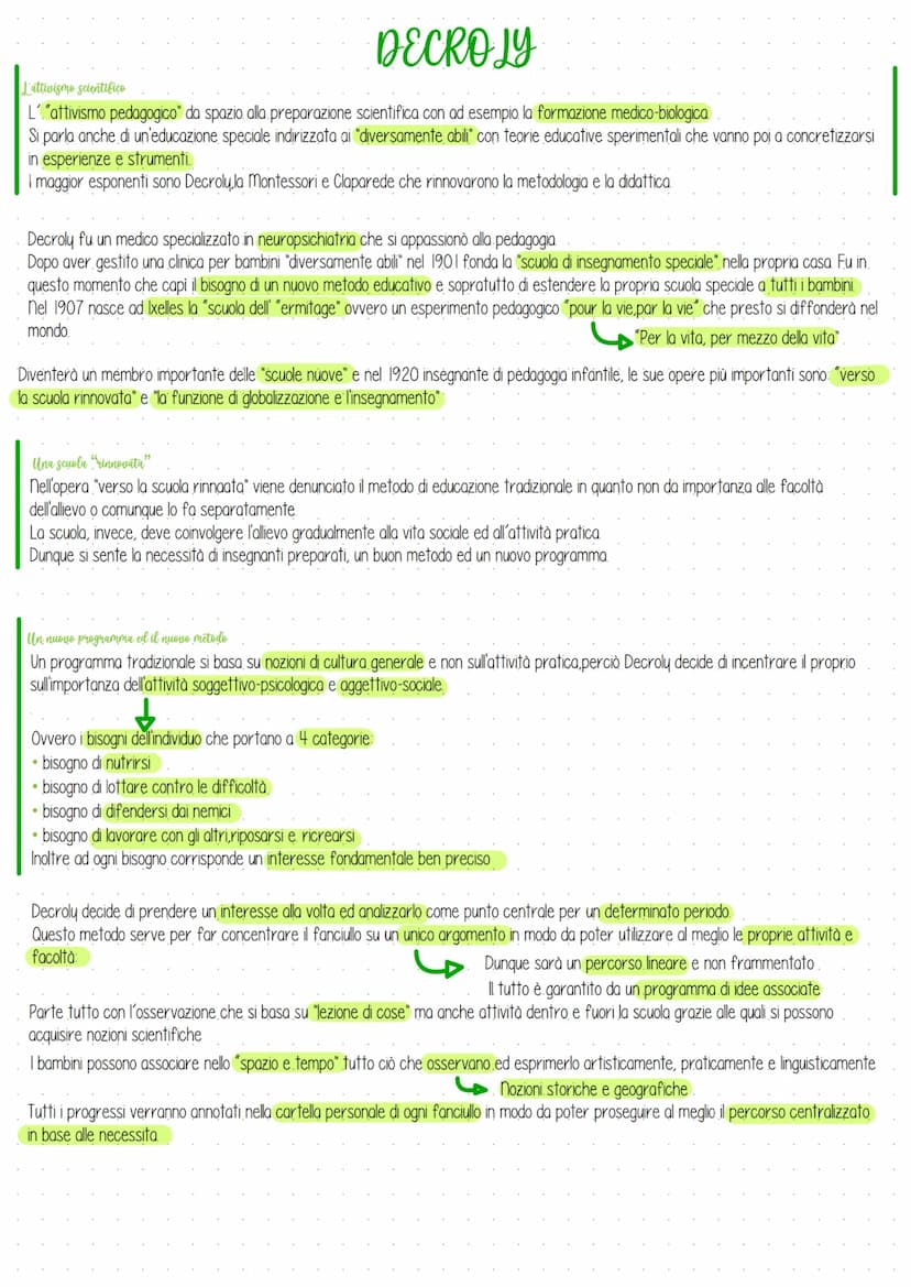 PEDAGOGIA
ID/SU PEDAGOGIA
L'Esperienza delle scuole nuove
Dopo l'industrializzazione, alla fine dell'800, si affermò la società borghese e c