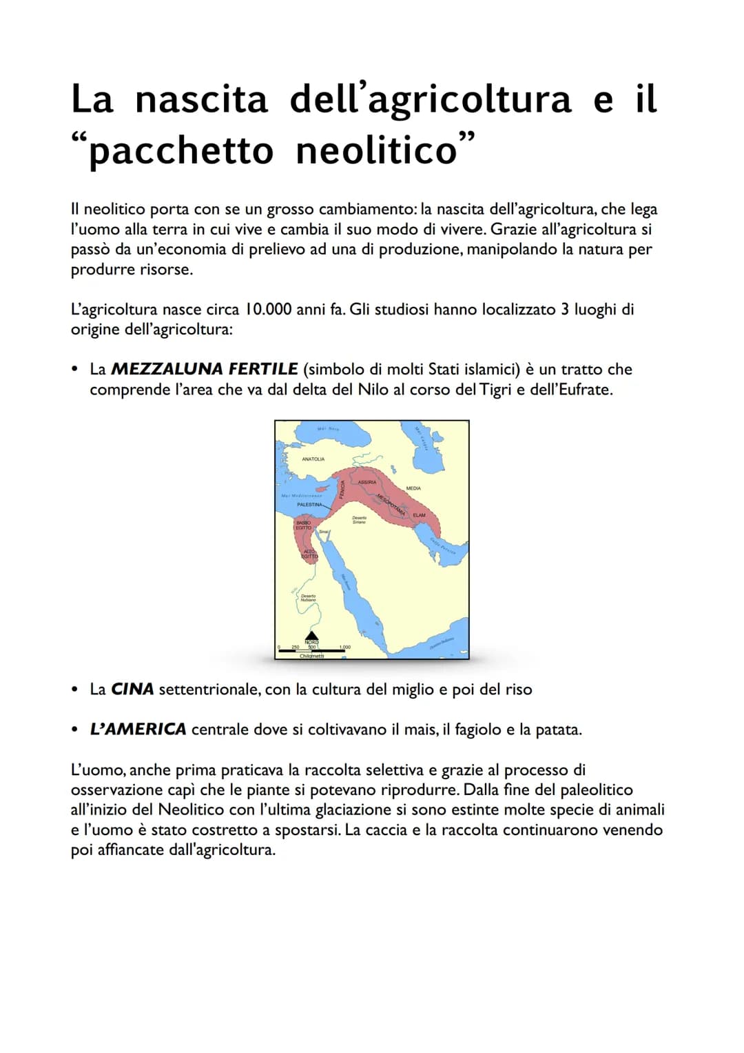 La nascita dell'agricoltura e il
"pacchetto neolitico"
Il neolitico porta con se un grosso cambiamento: la nascita dell'agricoltura, che leg