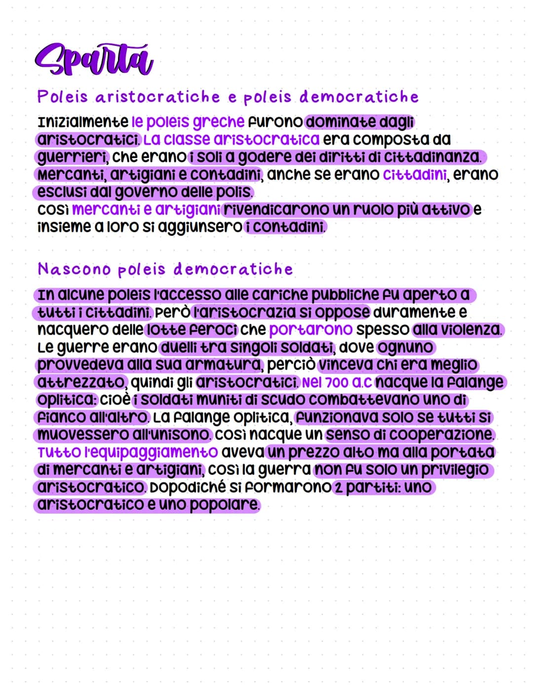 Sparta
Poleis aristocratiche e poleis democratiche
Inizialmente le poleis greche furono dominate dagli
aristocratici. La classe aristocratic