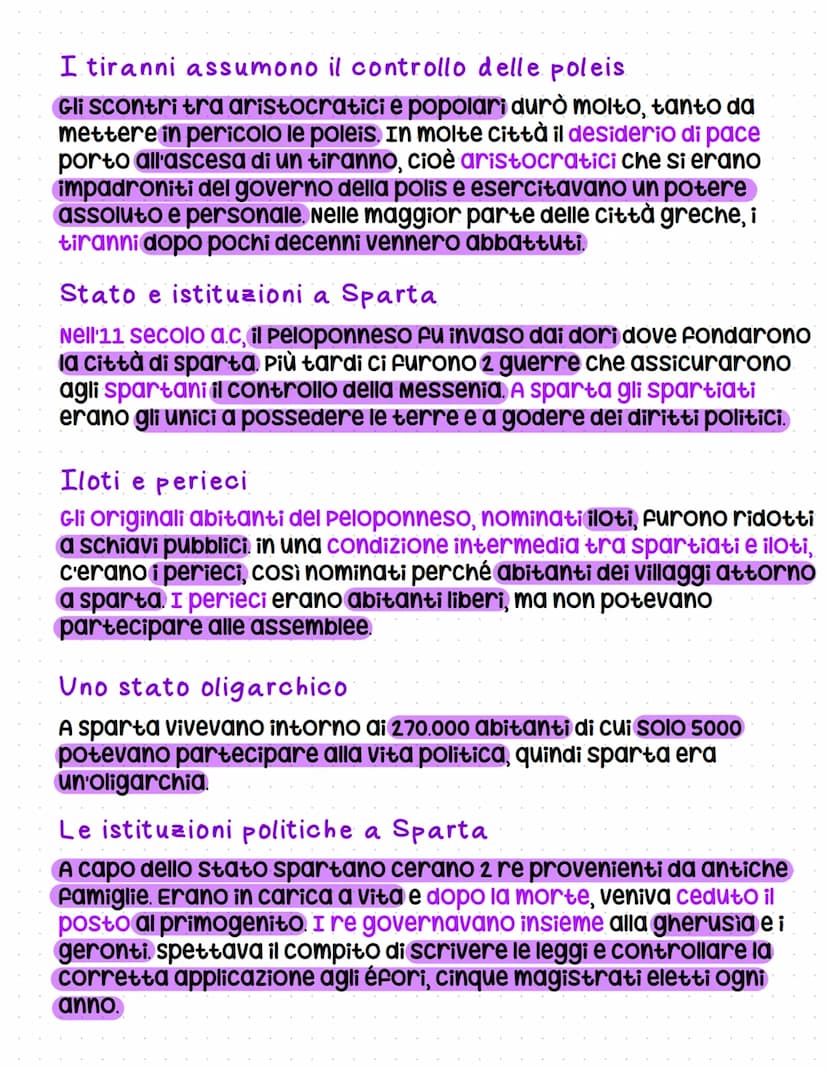Sparta
Poleis aristocratiche e poleis democratiche
Inizialmente le poleis greche furono dominate dagli
aristocratici. La classe aristocratic