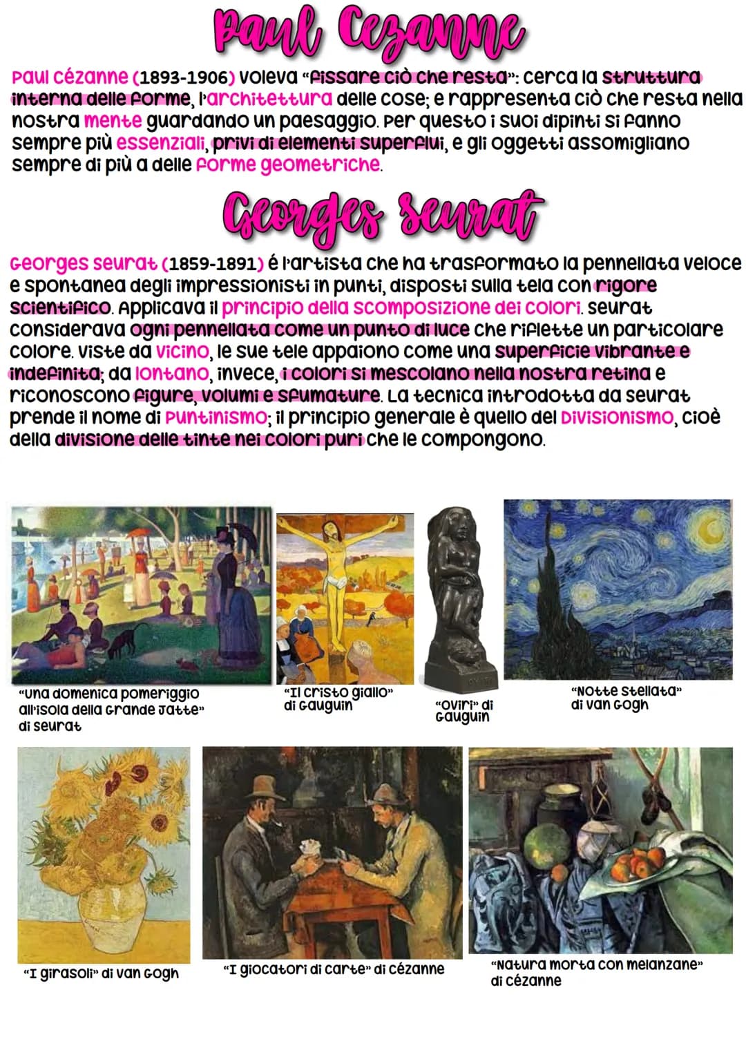 Paul Cezanne
Paul Cézanne (1893-1906) voleva “fissare ciò che resta": cerca la struttura
interna delle forme, l'architettura delle cose; e r