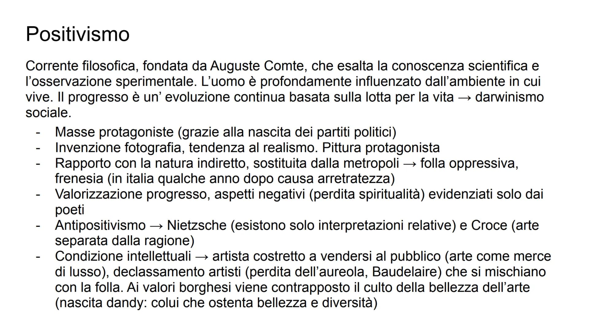 ITALIANO Positivismo
Corrente filosofica, fondata da Auguste Comte, che esalta la conoscenza scientifica e
l'osservazione sperimentale. L'uo