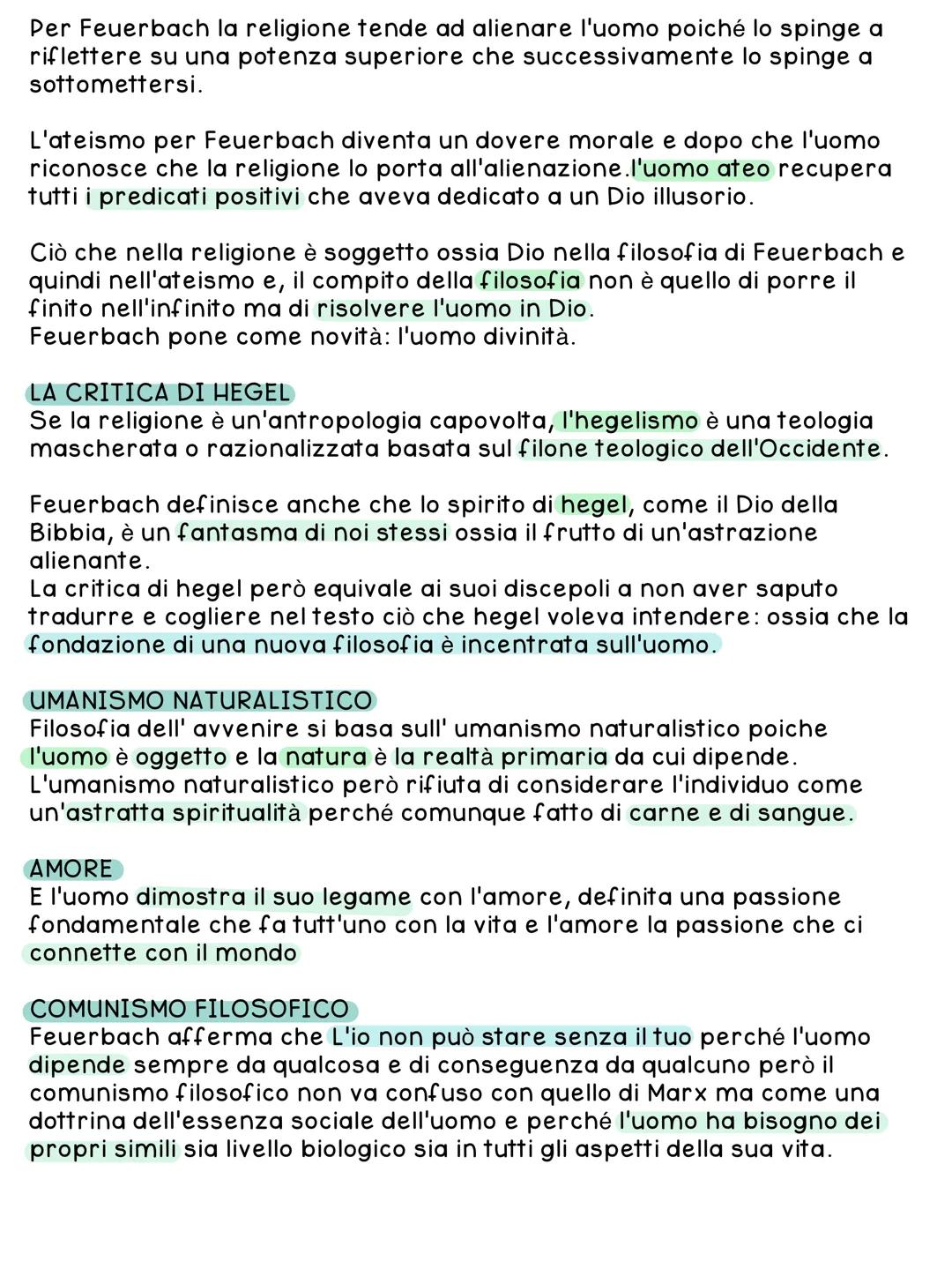# Feuerbach

Alla morte di Hegel nel 1831 i suoi discepoli continuarono il suo
pensiero ma si divisero in 2 filoni:
- destra formata da teol
