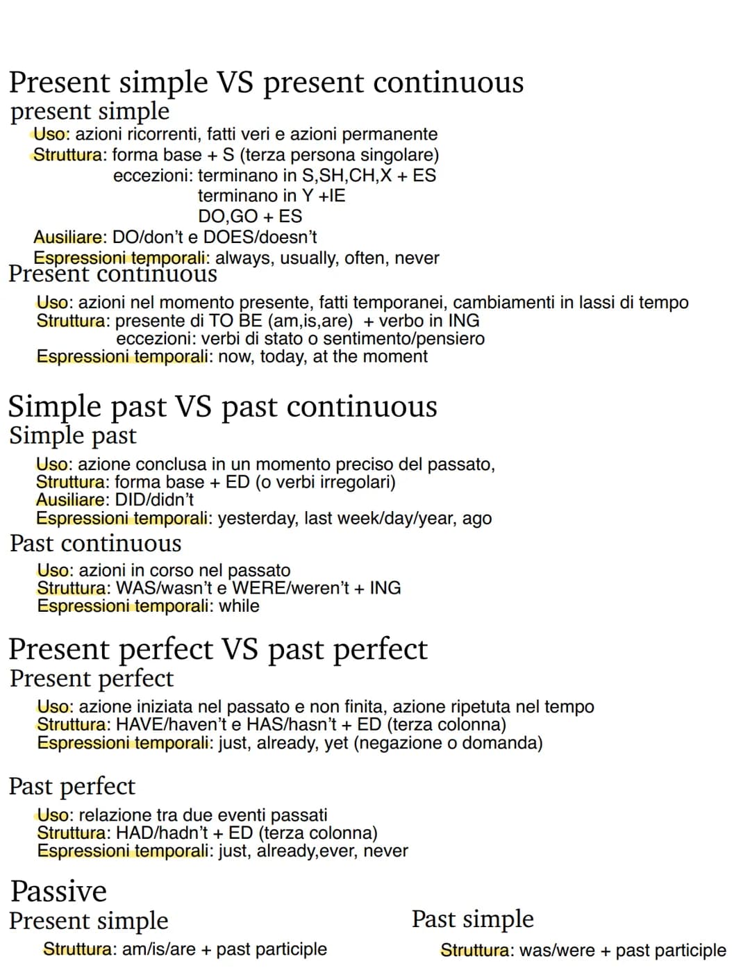 
<h2 id="presentsimple">Present Simple</h2>
<p><strong>Usage:</strong> used for recurrent actions, true facts, and permanent actions  <br />