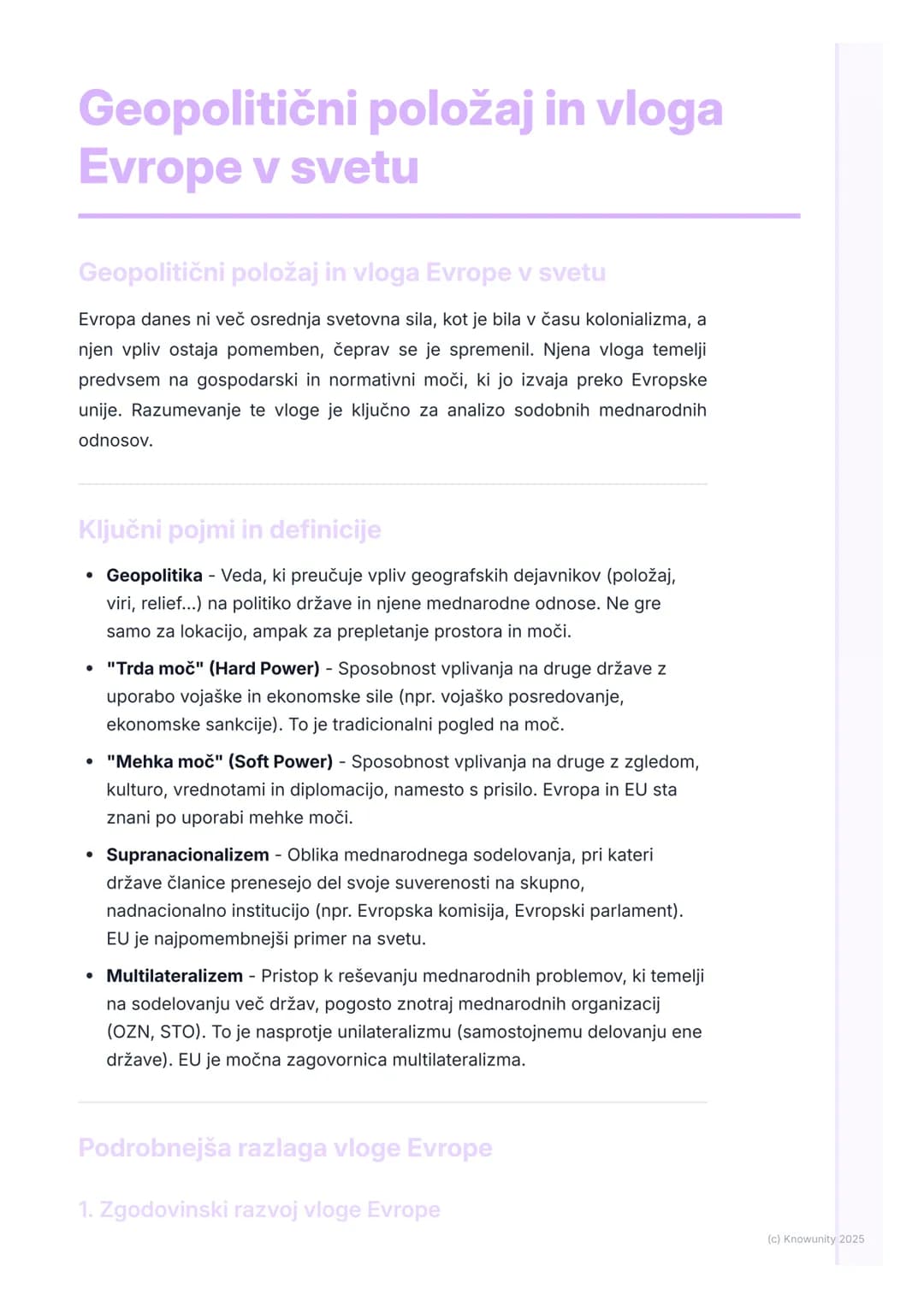 # Geopolitični položaj in vloga
Evrope v svetu

Geopolitični položaj in vloga Evrope v svetu

Evropa danes ni več osrednja svetovna sila, ko