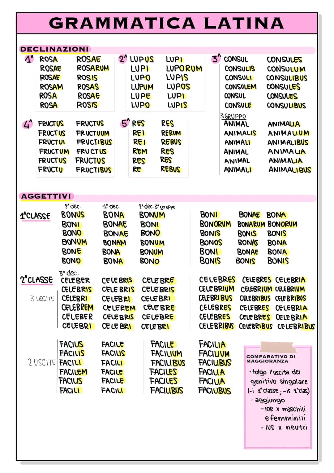 GRAMMATICA LATINA
DECLINAZIONI
1 ROSA
ROSAE
ROSAE ROSIS
ROSAM ROSAS
ROSA
ROSA E
ROSA
ROSIS
4^ FRUCTUS
FRUCT US
ROSAE
ROSARUM
FRUCTUS
FRUCTUU