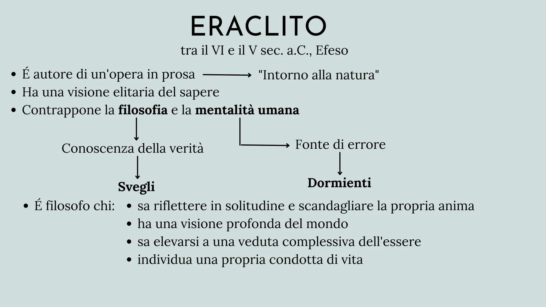 # I FILOSOFI DELLA GRECIA

ANTICA

dalla scuola di Mileto a Eraclito # LA SCUOLA DI MILETO

V sec. a.C., Ionia

Il pensiero si
incentra sull