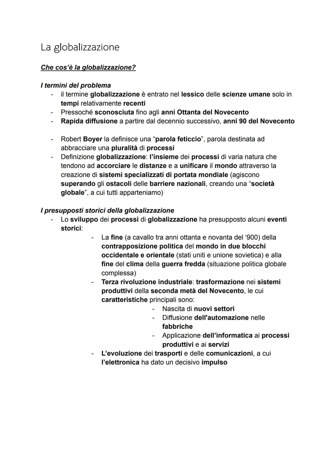 
<p>La globalizzazione è un termine entrato nel lessico delle scienze umane solo in tempi relativamente recenti, in rapida diffusione a part