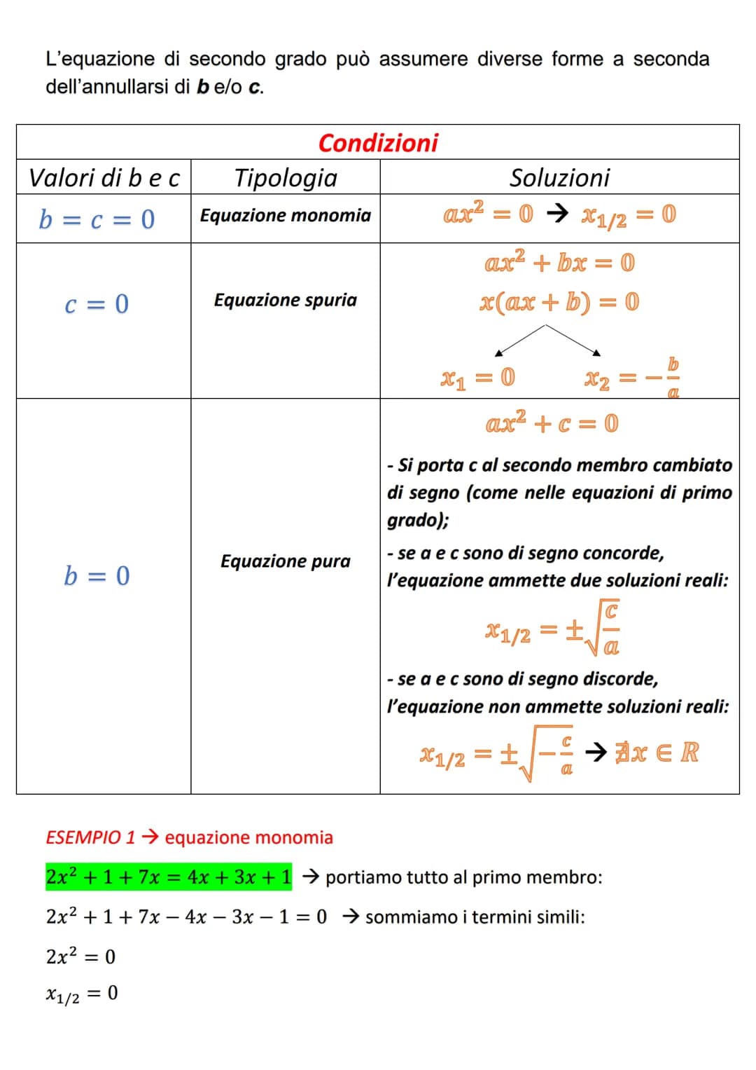EQUAZIONI DI 2° GRADO
ax² + bx+c=0
Į
-b± √b² - 4ac
2a
L'equazione di secondo grado ammette soluzioni reali in relazione al
discriminante A (