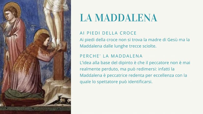 
<h2 id="descrizionedellopera">Descrizione dell'opera</h2>
<p>La Crocifissione degli Scrovegni è un affresco di dimensioni 200 x 185 cm, dip
