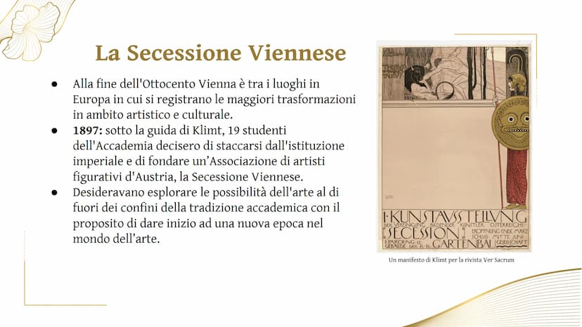 KLIMT
e la
Secessione
Viennese
ABDELRAHMAN AYA & MARINA ELENA La Secessione
Viennese
Alla fine dell'Ottocento Vienna è tra i luoghi in
Europ