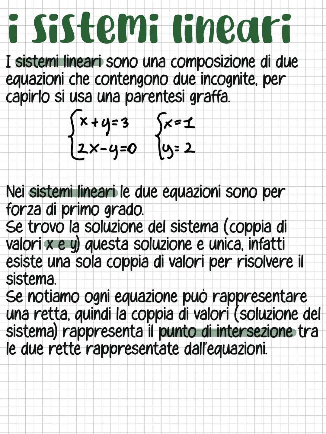 I sistemi lineari e il metodo di sostituzione 