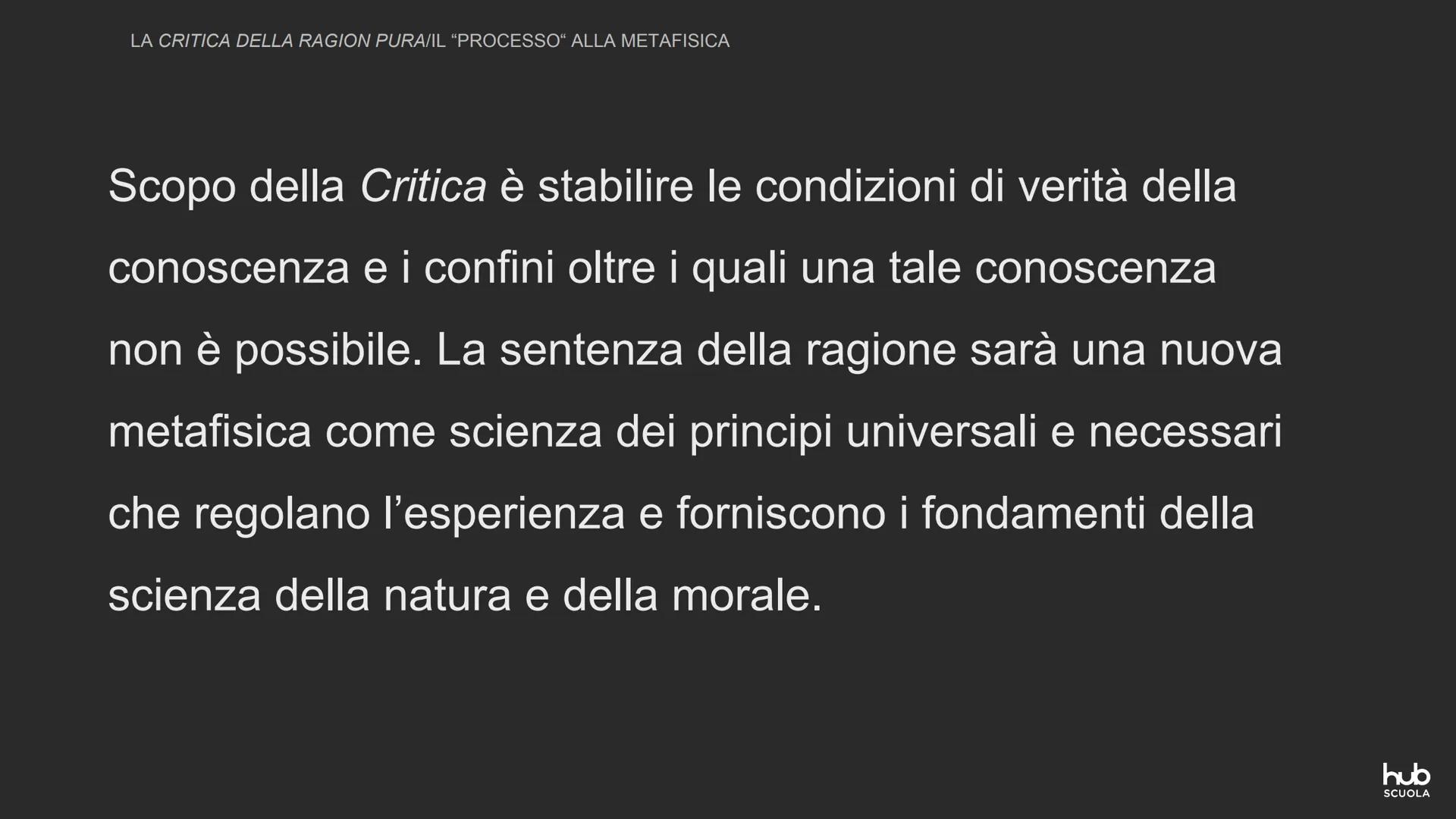 Immanuel Kant:
F
la Critica della ragion pura
hub
SCUOLA LA CRITICA DELLA RAGION PURA
IL "PROCESSO" ALLA METAFISICA
Kant immagina la Critica