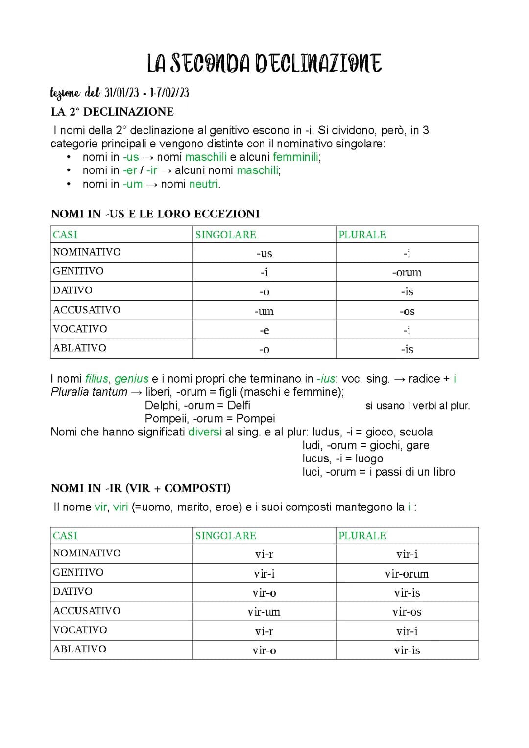 Seconda declinazione