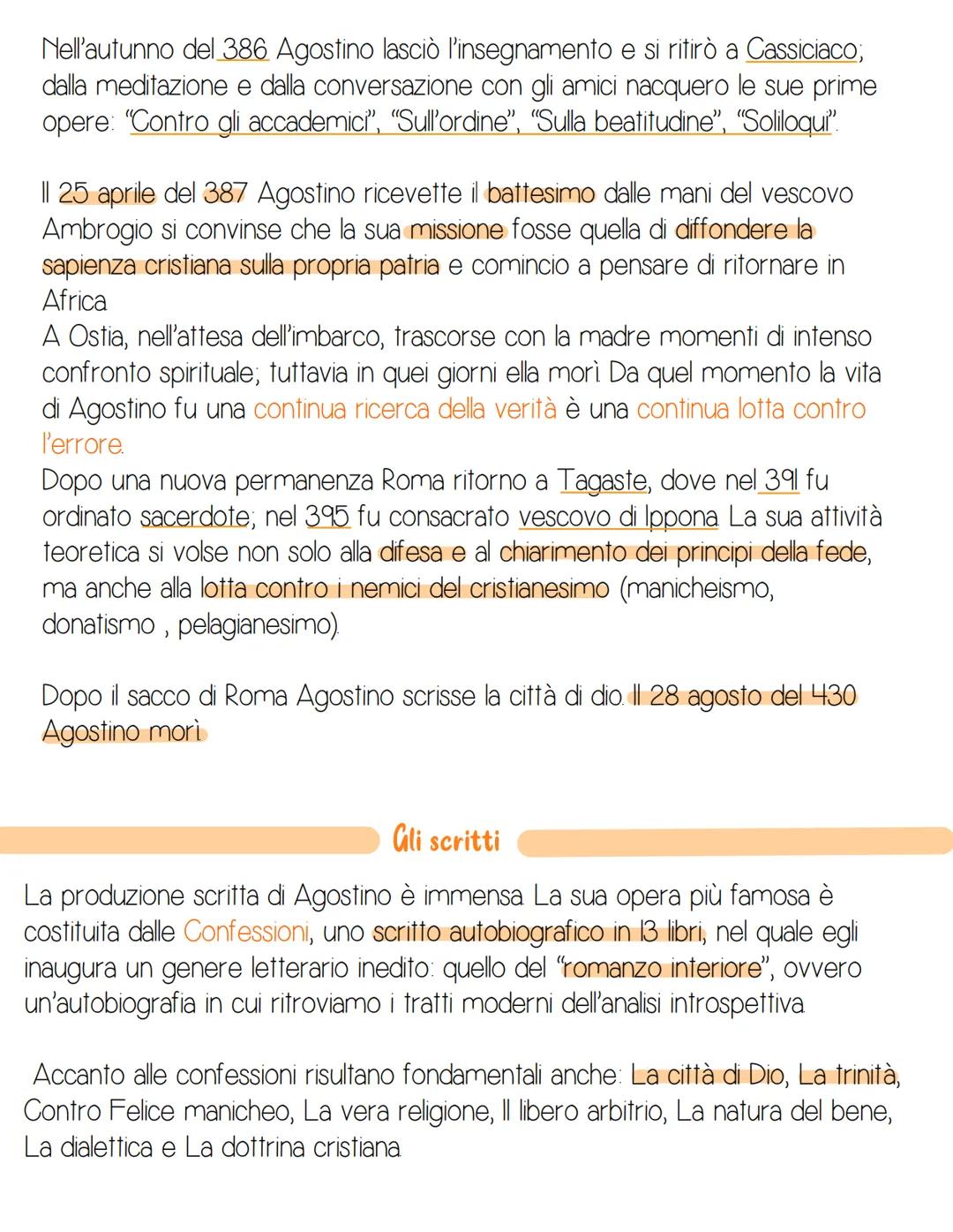 AGOSTINO
La vita
Aurelio Agostino nacque nel 354 a Tagaste e trascorse la fanciullezza e
l'adolescenza tra quest'ultima e Cartagine. Al cont