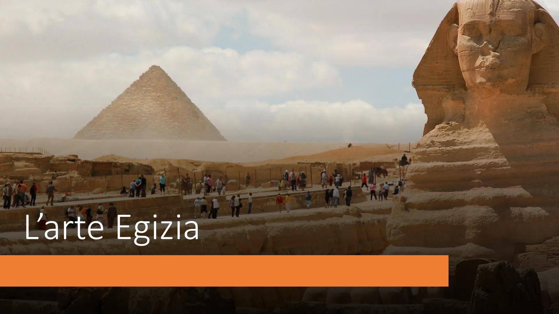 # L'arte Egizia Le origini

Lungo il fiume Nilo

3500 a.C.: piccoli stati uniti in due

*   Alto Egitto (a Sud)
*   Basso Egitto (a Nord) # 