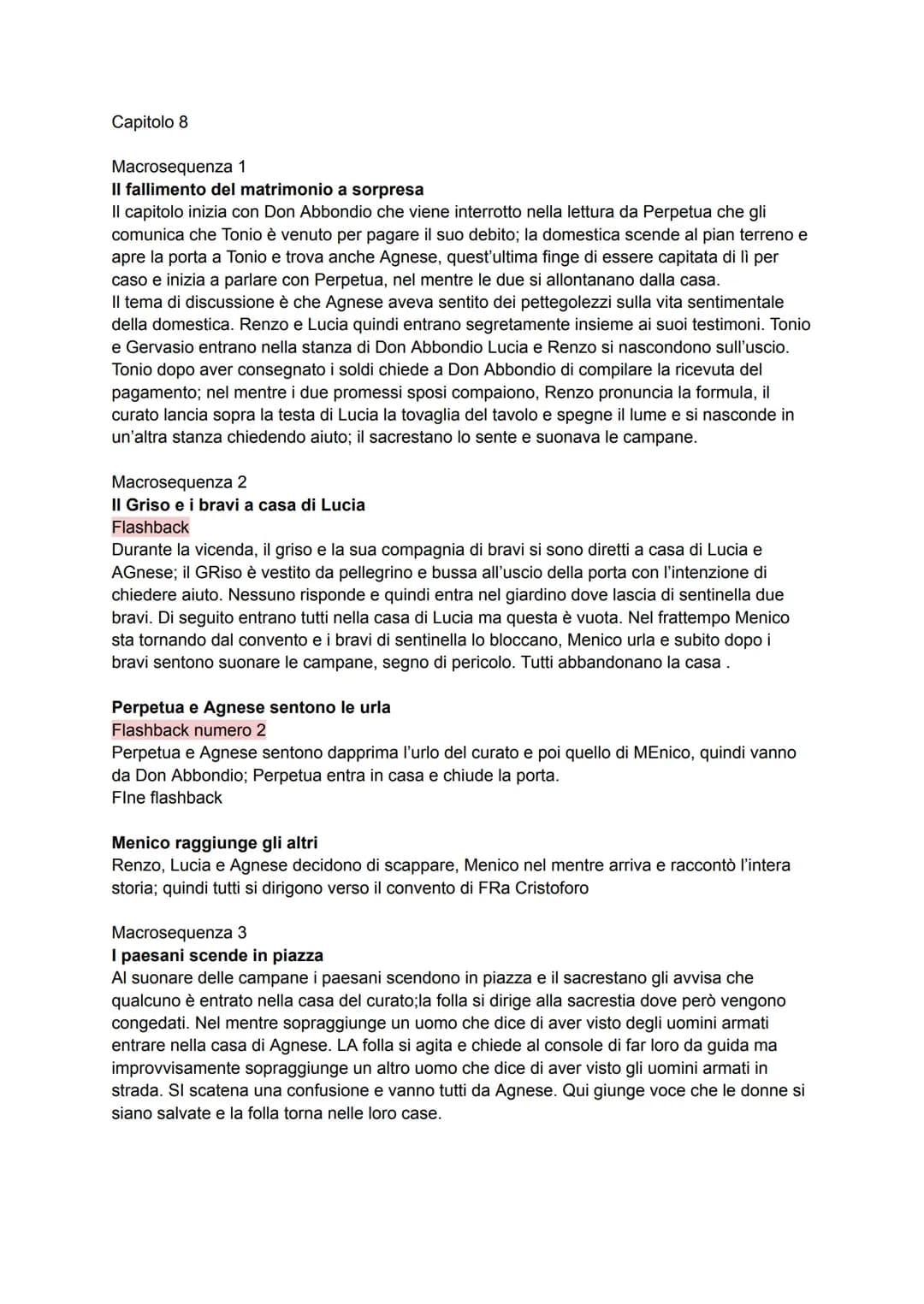 Capitolo 8
Macrosequenza 1
Il fallimento del matrimonio a sorpresa
Il capitolo inizia con Don Abbondio che viene interrotto nella lettura da