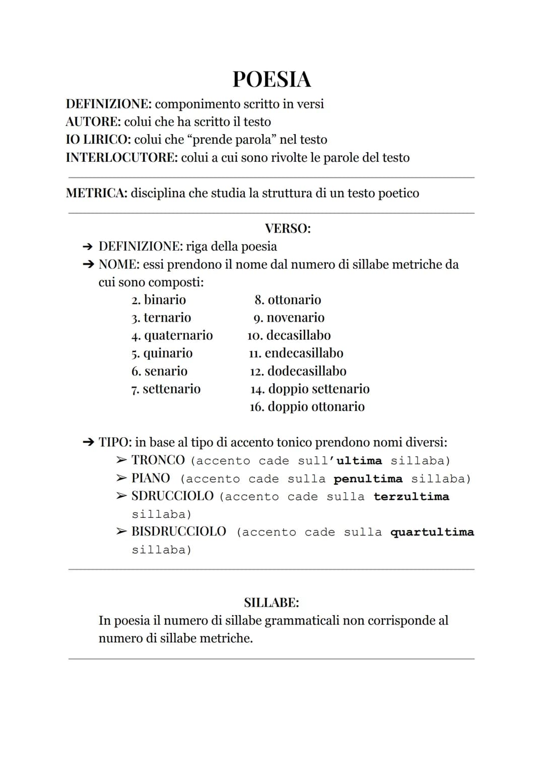 POESIA
DEFINIZIONE: componimento scritto in versi
AUTORE: colui che ha scritto il testo
IO LIRICO: colui che "prende parola" nel testo
INTER